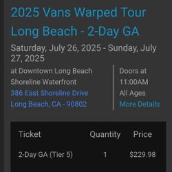 Warped Tour 2025 Single Ticket 