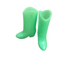 Vtg Squishy Mattel Barbie or Skipper Doll Size Boots - Light Green