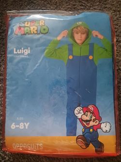 Super Mario Luigi Kids Onesie Size 6-8Y