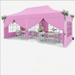 Costway Pink Pop-Up 10x20 Canopy Tent with Side Walls