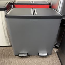 LAZY BUDDY 16 Gallon Dual Trash Can, Rectangular Step On Kitchen Garbage Can with Foot Pedal, Stainless Steel