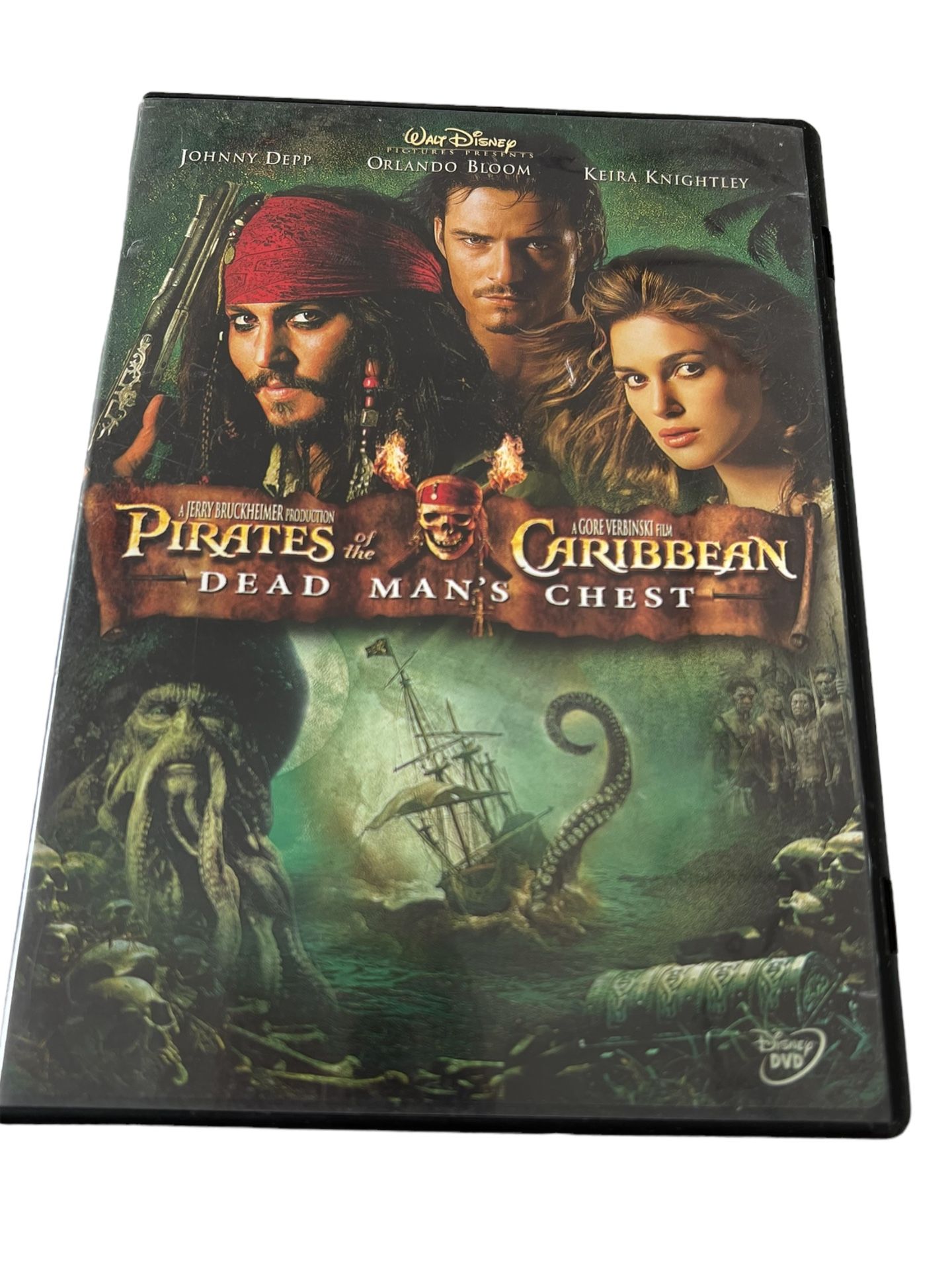 Pirates of the Caribbean: Dead Man's Chest (DVD, 2006)  This DVD features the second installment of the Pirates of the Caribbean franchise, starring J