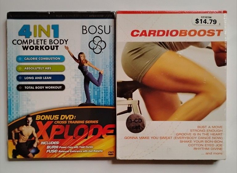 NEW 2 DVD Set 4 In 1 Complete Body Workout BOSU Cross Training Series & Cardioboost 3 CD Set