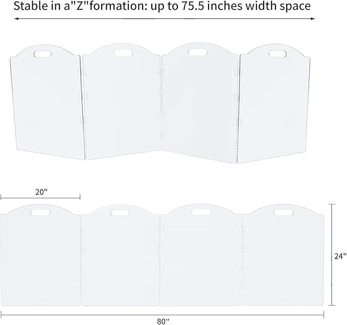 Clear Acrylic Freestanding Dog Gates for The House Folding 4-Panel Pet Gates for Doorways, Stairs, and Rooms, Transparent Indoor Barrier for Dogs, Pup