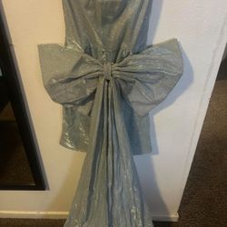Blue Bow Mini Party Dress