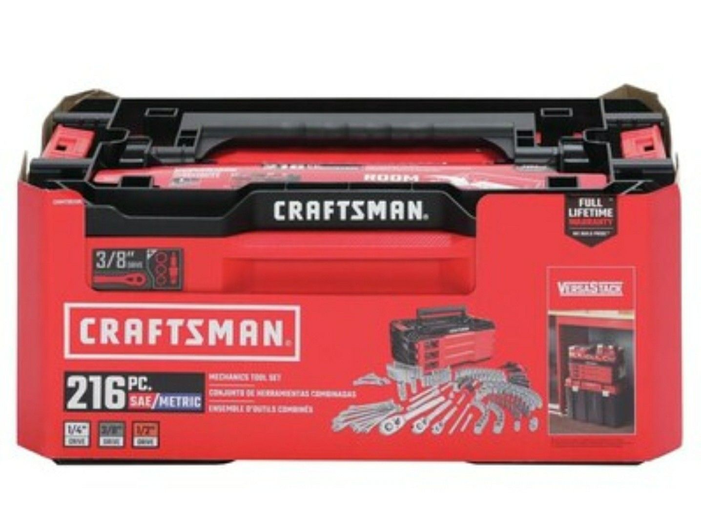 CRAFTSMAN VERSASTACK 216-Piece Standard (SAE) and Metric Polished Chrome Mechanics Tool Set