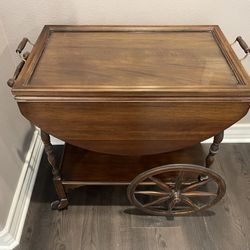 Antique Tea Cart, Table, And Tray