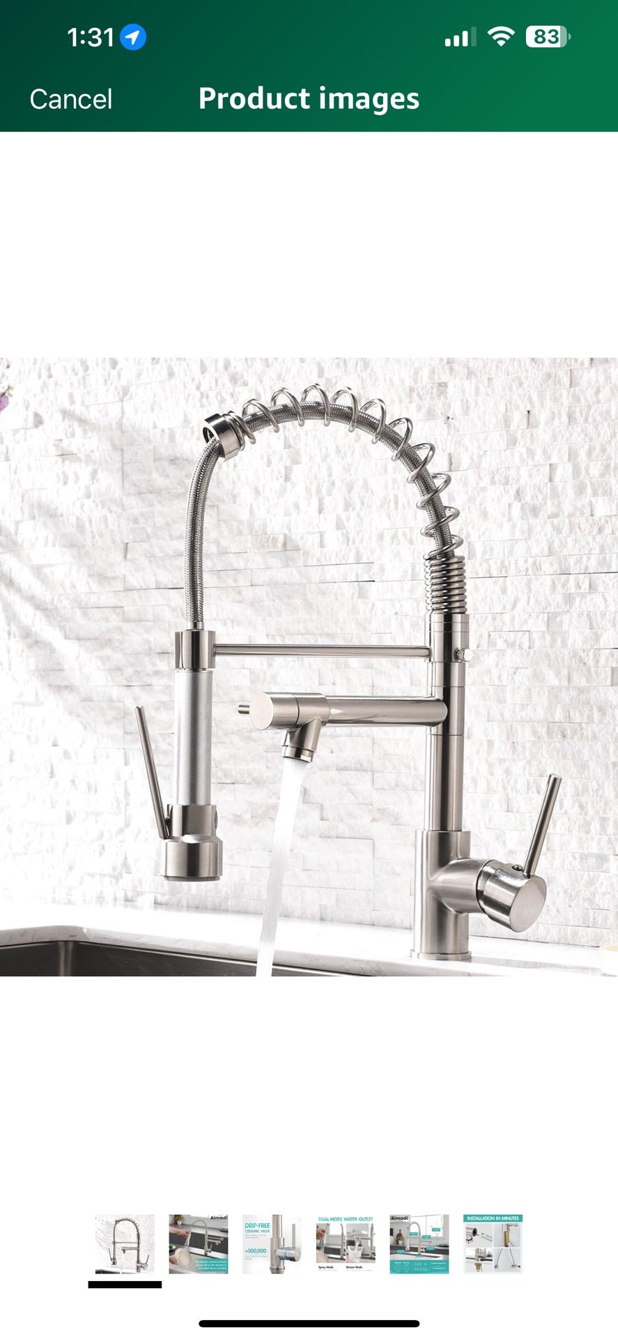 Kitchen Sink Faucet,Single Handle Stainless Steel Kitchen Faucets with Pull Down Sprayer,Brushed Nickel