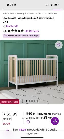 Storkcraft crib, Mattress, & Bedding