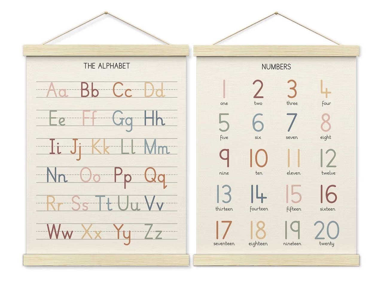 BONETAT Numbers alphabet poster for Nursery Toddlers, Play Room Wall Decor, ABC Wall Chart, Wall Hanging Decor for Toddler Playroom Decor Kids Wall De