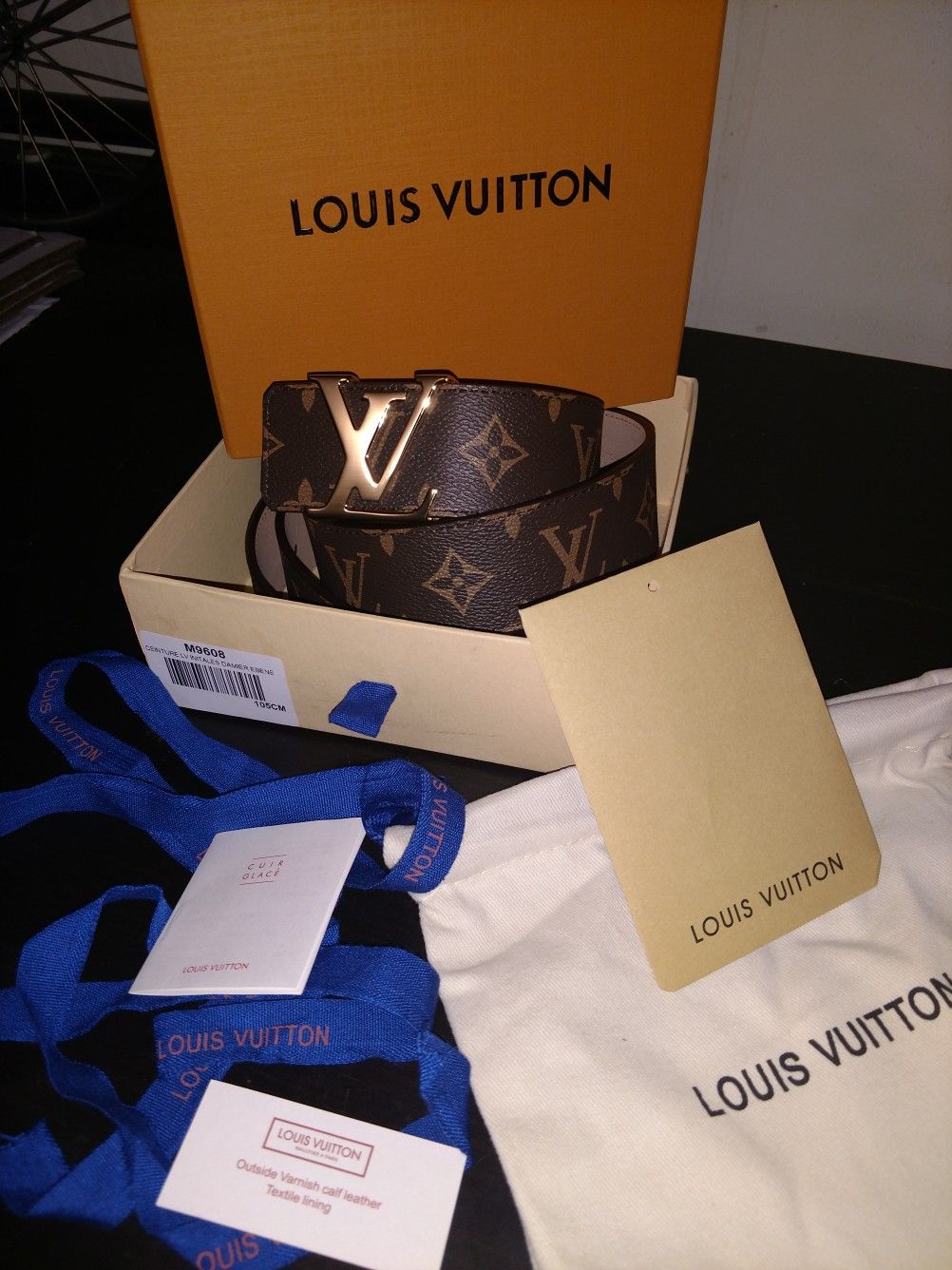 Black Louis Vuitton Belt, Size 42/105, Holes are in