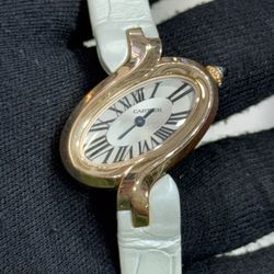 Cartier Baignoire 18K Yellow Gold Oval Watch 30mm Roman Dial Quartz Swiss Made Au750 Ladies 