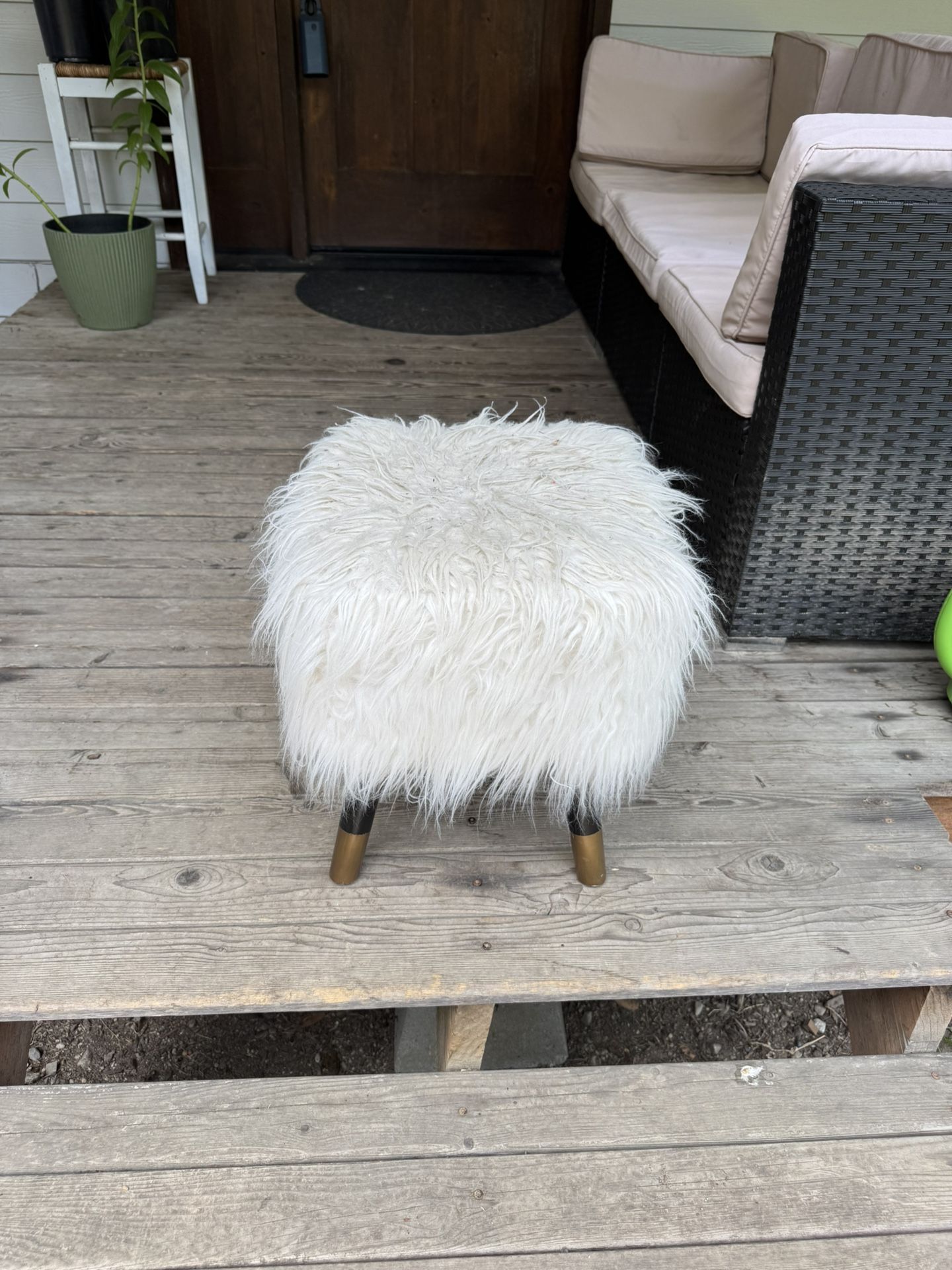 Faux Stool - White And Gold