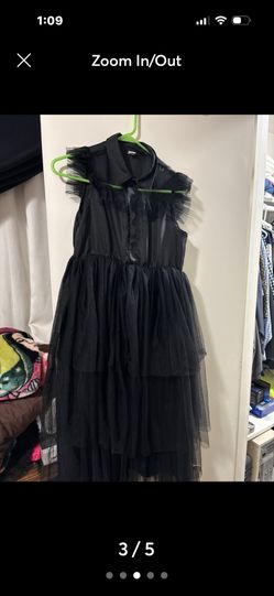 Girls Button Up Black Dress Med 