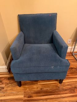 Blue Upholstered Accent Chair with Nailhead Trim