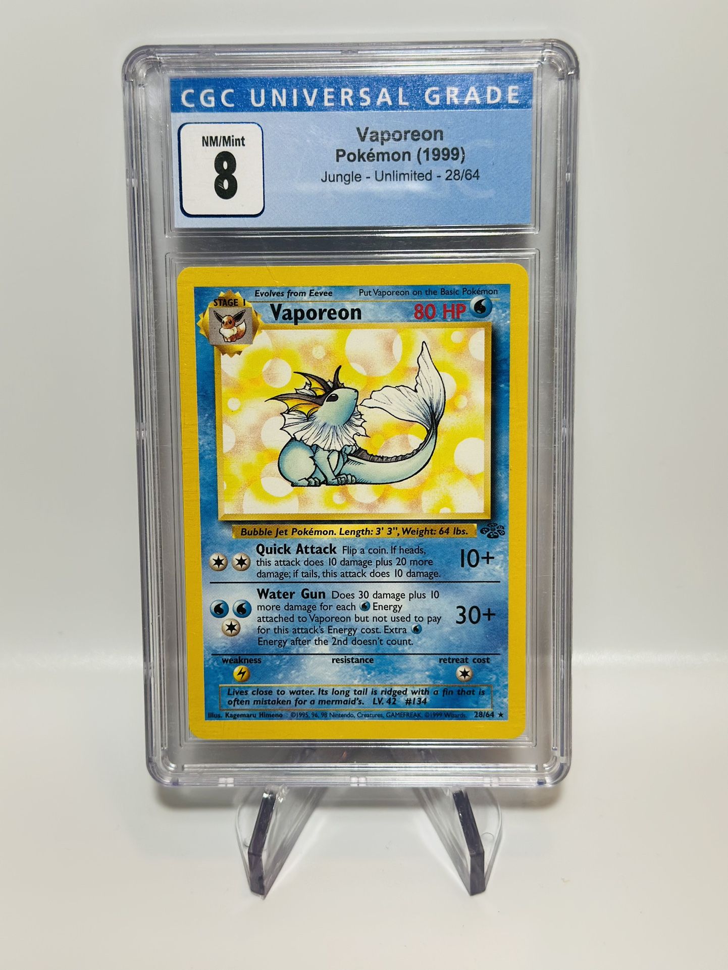 Pokemon Vaporeon 1999 Jungle CGC 8
