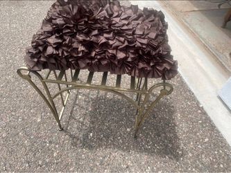 Vintage Like New Heavy, with pillow. Sturdy Gold Wrought Iron French Vanity Stool. Price firm