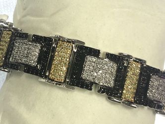 Real silver mans bracelet 8 inches/ stone cz