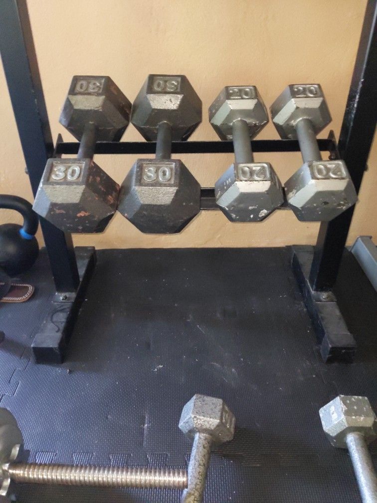 50 lb Dumbbell Set – Metal Hex (20 lb + 30 lb Pairs)