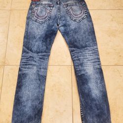 True Religion Mens New Slim Midnight Big T Red Style Denim Jeans US Size 32 x 33