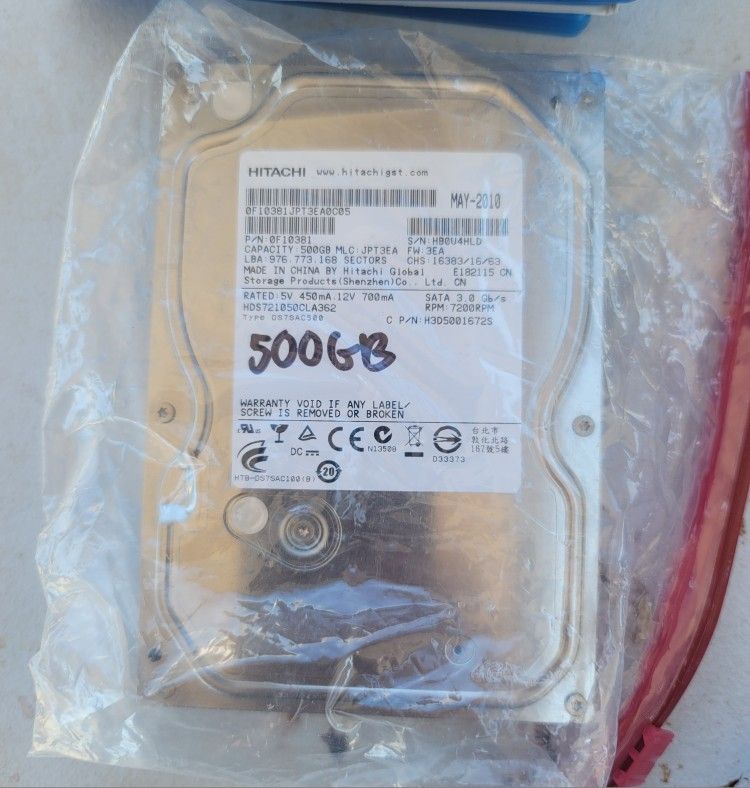 Hitachi 3.5 500gb Desktop Hard Drive