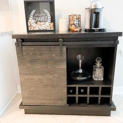Custom built Wine Rack Cabinet Sideboard Buffet Coffee Hutch Hand Built Hutch Farmhouse farm house Carpenter Floating shelf faux Beam 