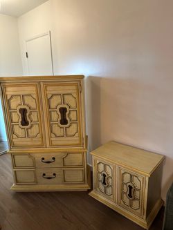 Vintage Italian Armoire and Nightstand Set