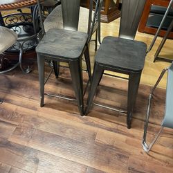 (2) Brand New Metal And Wood Bar Stools