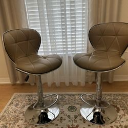 Leather Swivel Bar Stools (Set Of 2), Armless Counter Height Adjustable Bar Chairs for Home Kitchen