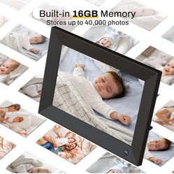 10.1 Inch Smart WiFi Digital Picture Frame 16GB, Digital Photo Frame with HD IPS Touch Screen