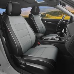 Custom Fit Civic Seat Covers for Honda Civic Sedan 2016 2017 2018 2019 2020 2021 EX,EX-L,EX-T,Touring,LX-P,Sport - 5-Seats Leather Full Set(Black/Gray
