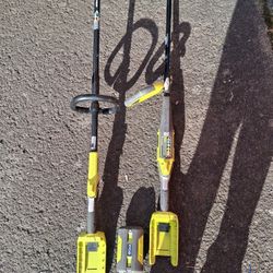 2 Ryobi String Trimmers 1 40 Volt Batt