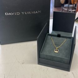 David Yurman 18k Gold w/ Rhodolite Garnet & Diamond Petite Albion Necklace
