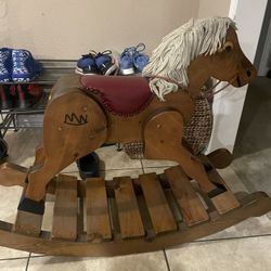 Kids wooden rocking horse