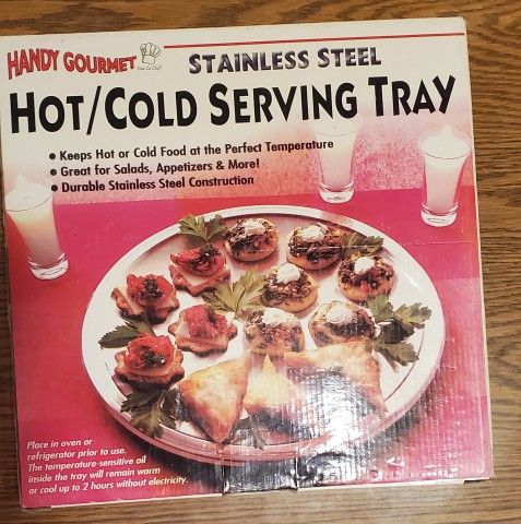 NEW IN THE BOX HANDY GOURMET STAINLESS STEEL HOT / COLD SERVING TRAY