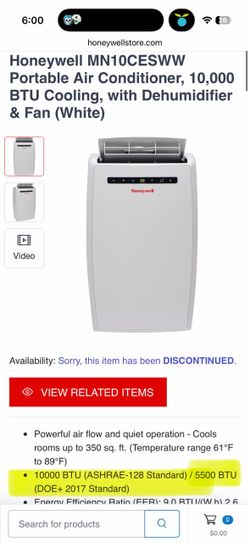 Honeywell portable AC