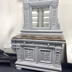 Antique French marbletop Buffet plus mirror