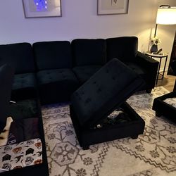 Black velvet couch and chair for sale Belffin Modular