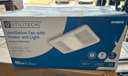 Utilitech 1.5-Sone 80-CFM White Lighted Bathroom Exhaust Vent Fan and Heater