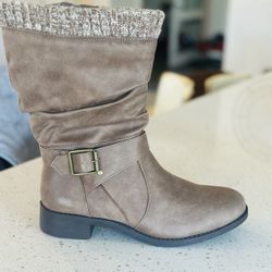 Size 8 Sivellya Womens Ankle Boots Fashion Stylish Comfortable Buckled Winter Snow Boots Wide Width Round Toe Low Heel Bootie Brown