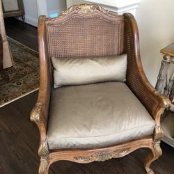 Vintage French Provincial Double Cane Lounge Accent Chair