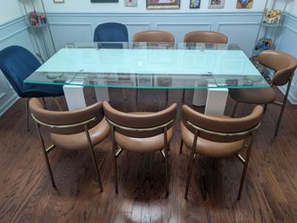 Extendable 8-12 Seating Glass Dining Table (No Chairs)