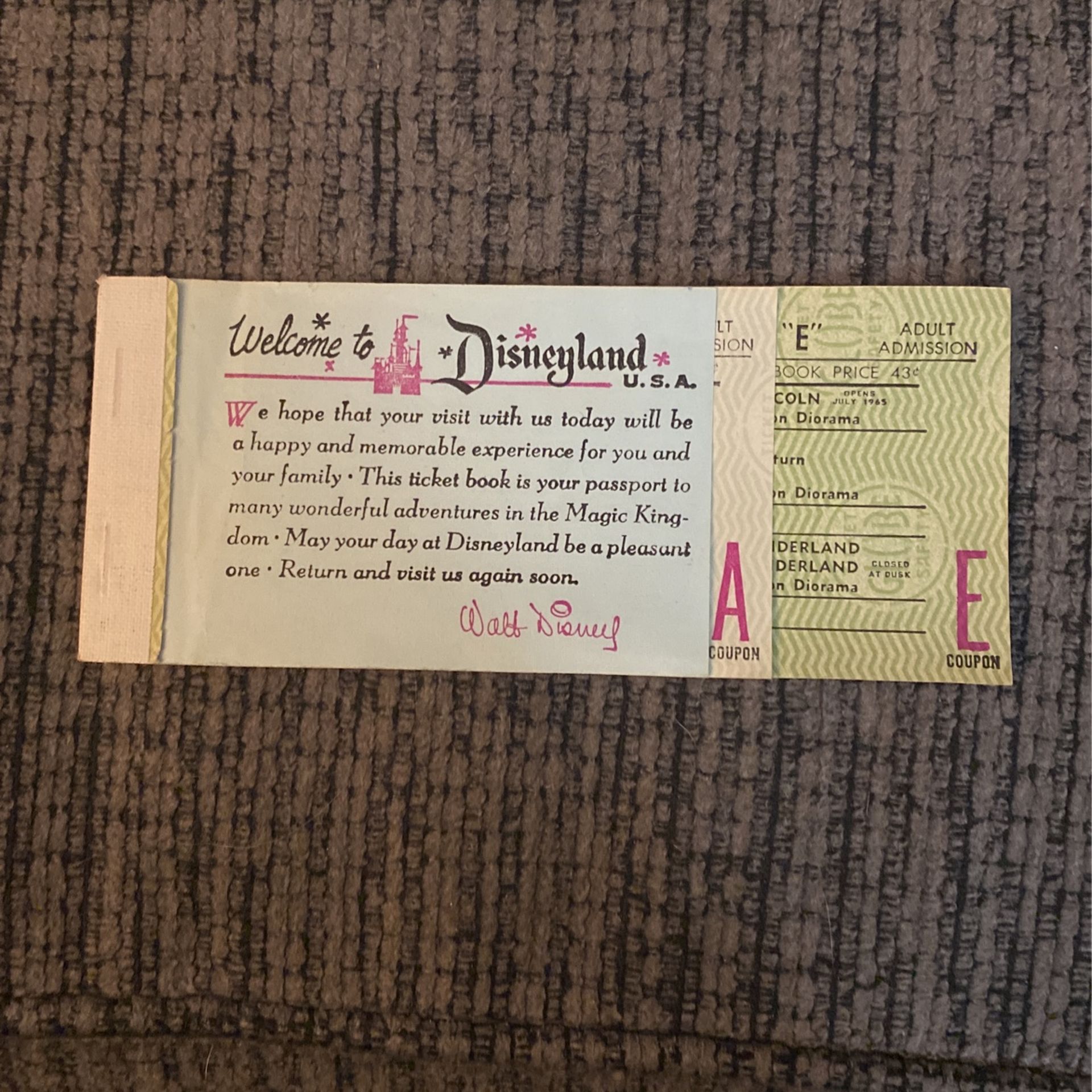 Disney Vintage Tickets