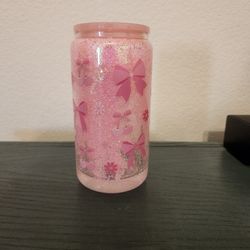 Glass Can 160z Snowglobe Tumbler 