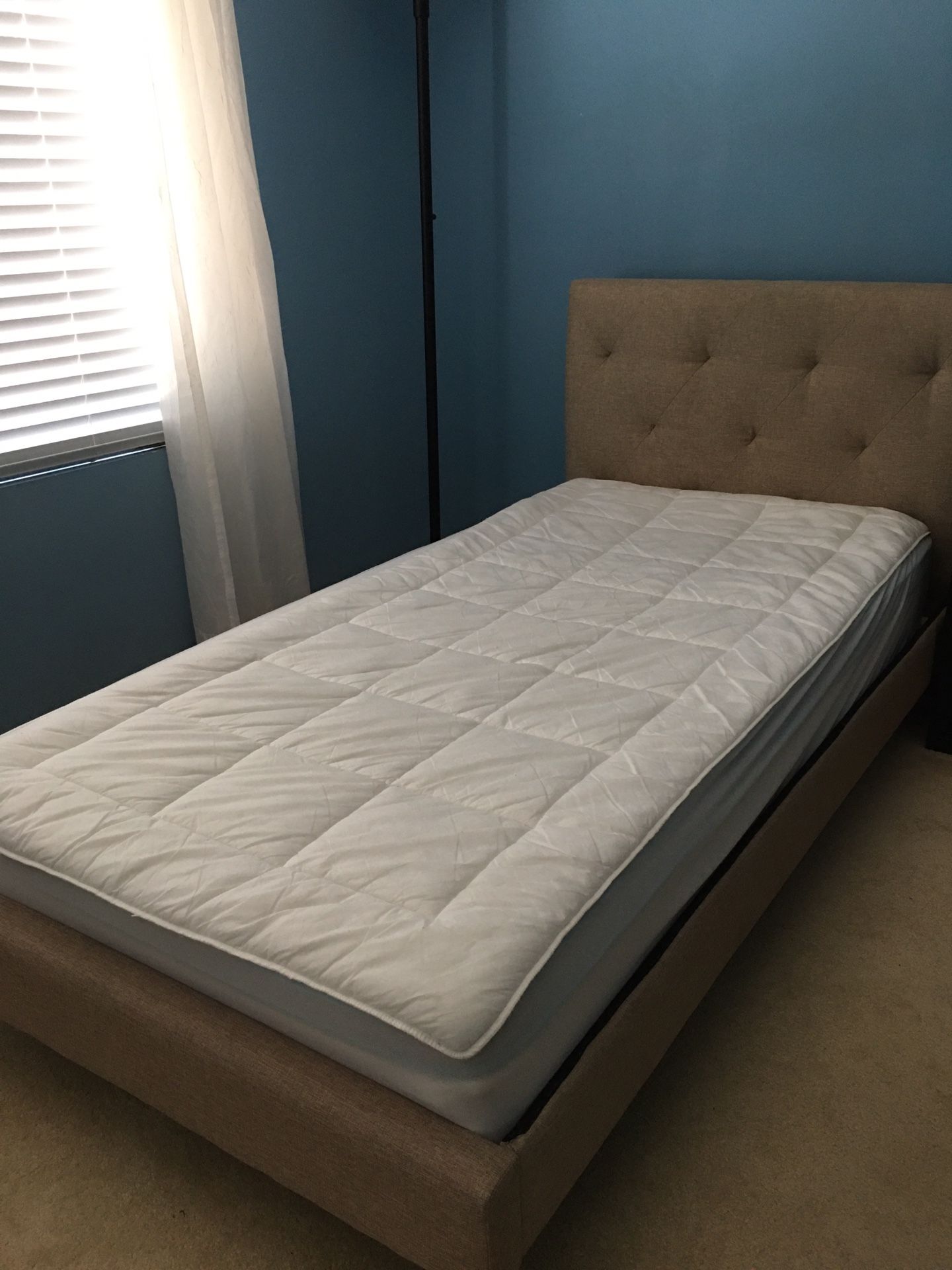 Tufted Fabric Twin Bed Frame