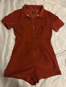 Urban Outfitters burnt orange corduroy jumpsuit / romper/ With Almost Full Zipper