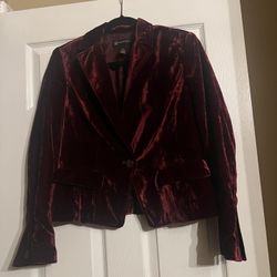 Beautiful Ladies INC burgundy / dark red Velvet shawl collar Jacket NEW Size M 
