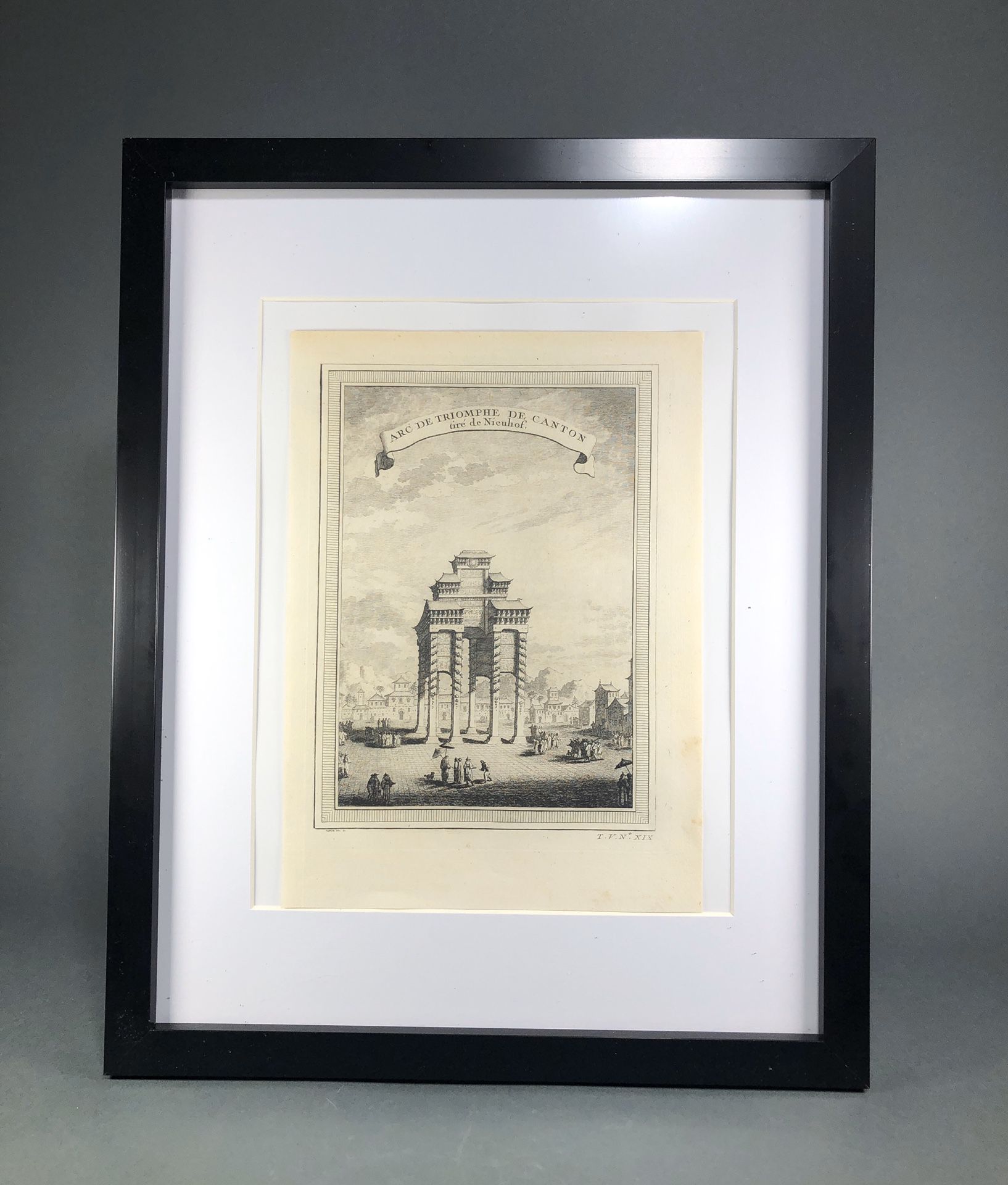 18th century China Copper Plate Engraving Published in 1754 Original Engraving by Pierre Quentin Chedel-Framed