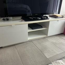 Modern White TV Stand | Media Console | Storage Cabinet