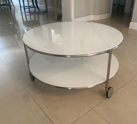 MidCentury Round 2-Tier Glass Top Coffee Table